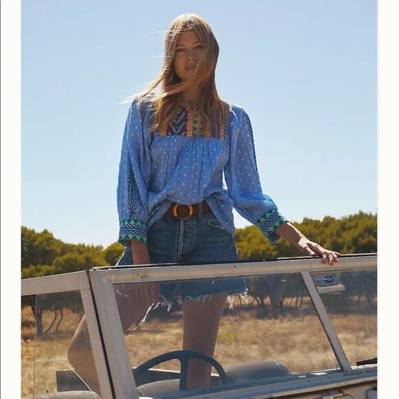 NWT Anthropologie Verb Pallavi Singhee Rhapsody Embroidered Blouse Medium B-1158 - Picture 3 of 8